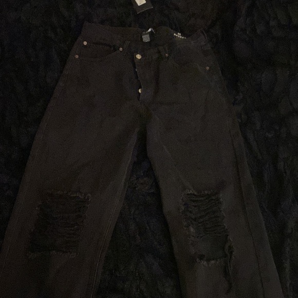 Distressed crossover straight leg jeans - Picture 4 of 4